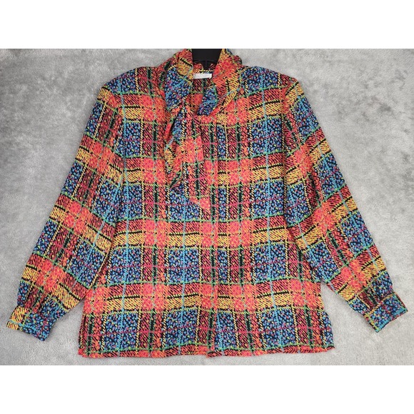 Tops - La Chine Classic Shirt Womens 12 Multicolor Geometric Print Blouse 90s Vintage